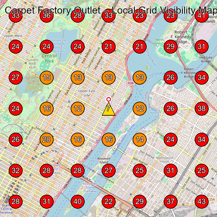 Carpet Factory Outlet GeoGrid visibility map for Flooring Contractor in Bronx